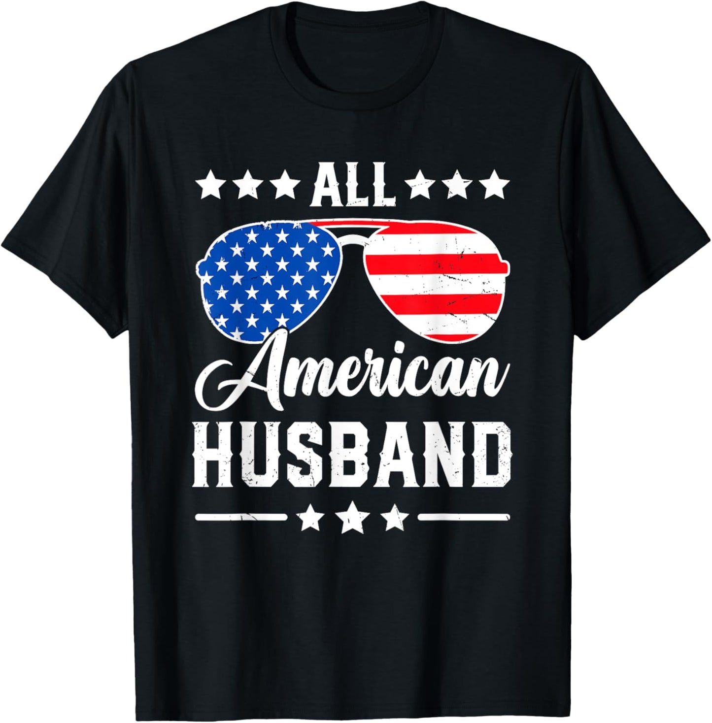 All American Husband 4th of July Patriotic USA Matching Men T-Shirt - T-Shirt | Black