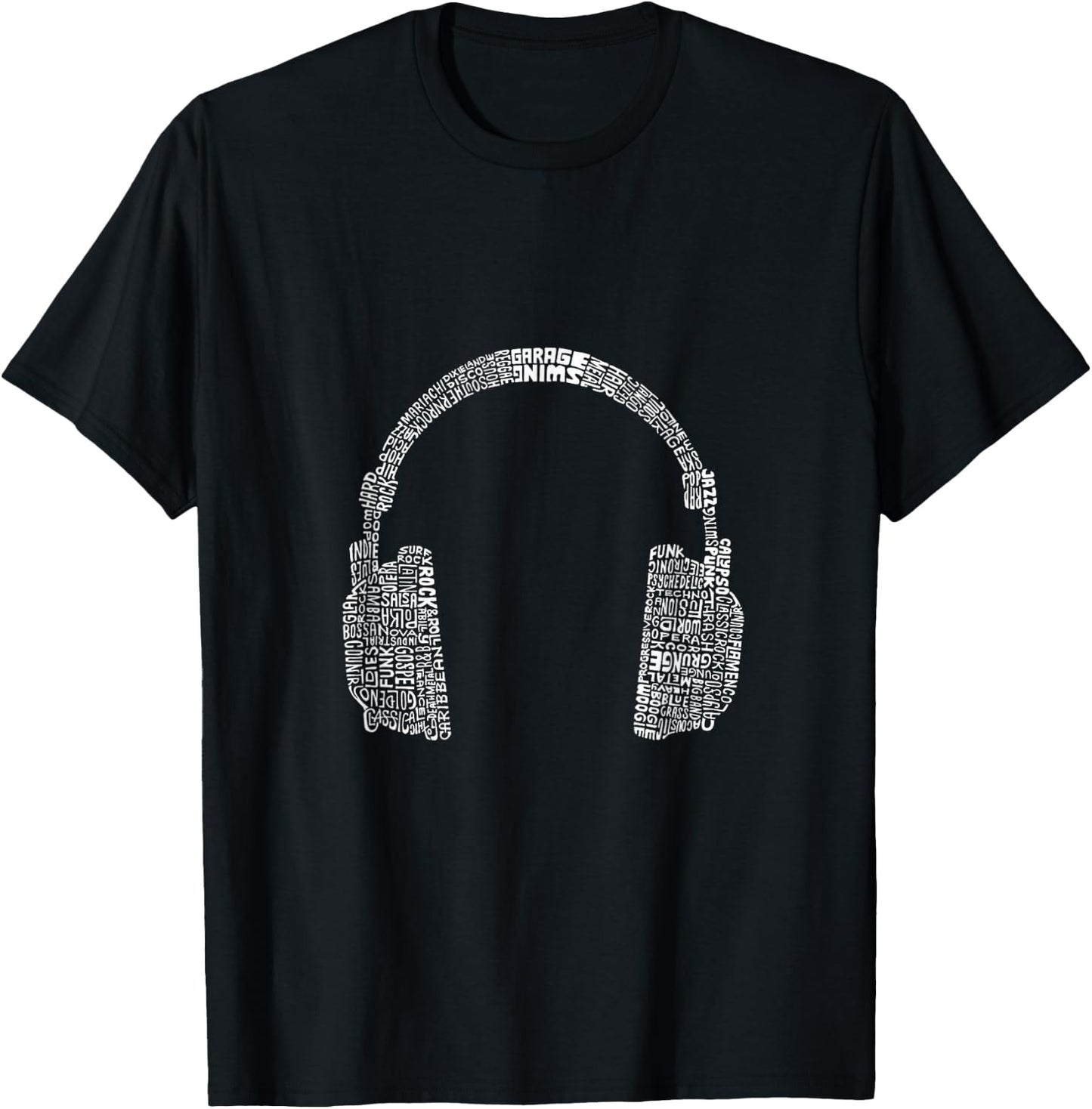 Headphones music genres - Music lovers T-Shirt - T-Shirt | Black