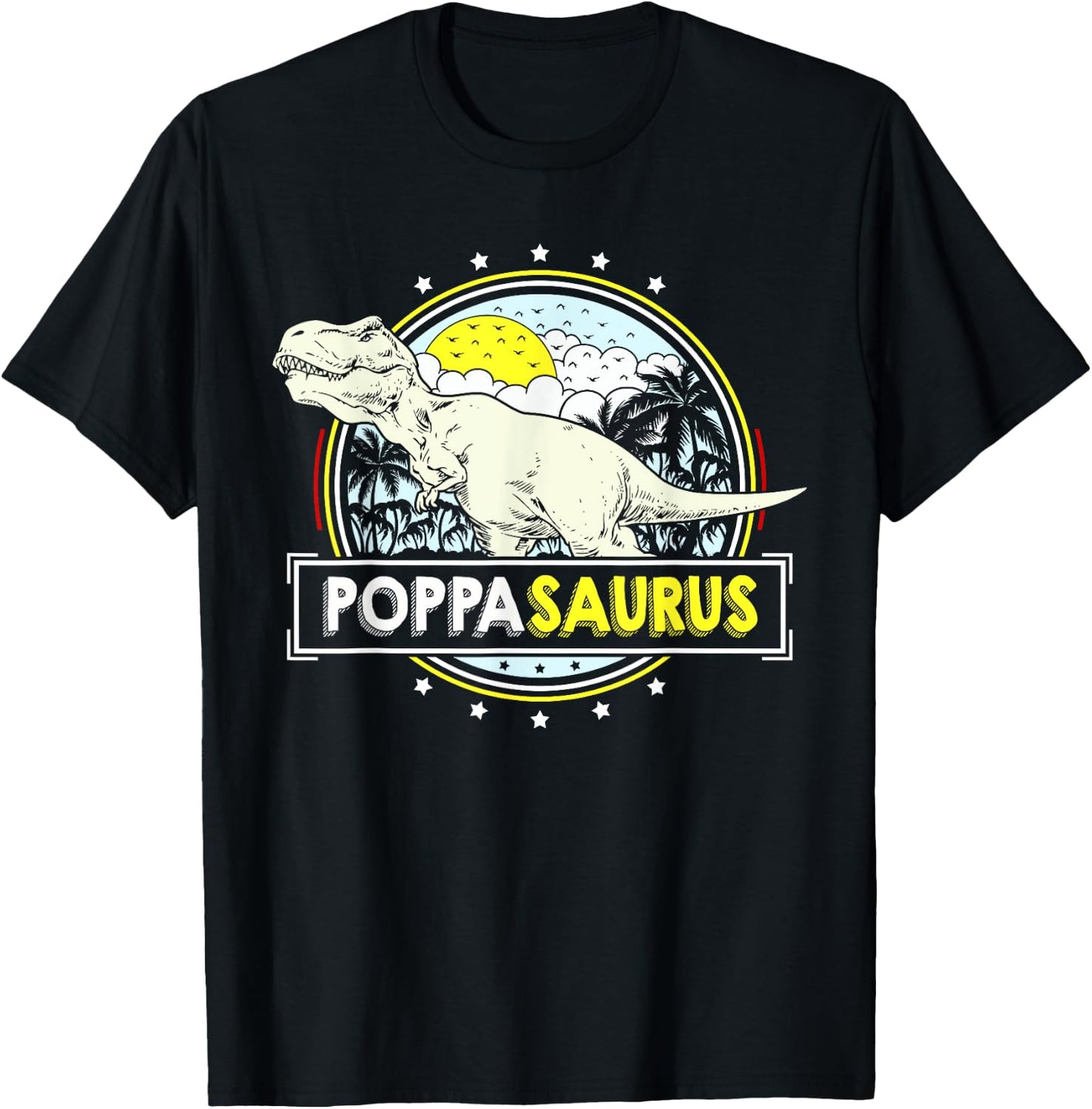 PoppaSaurus Shirt Poppa Gifts from Grandchildren Fathers Day T-Shirt - T-Shirt | Black