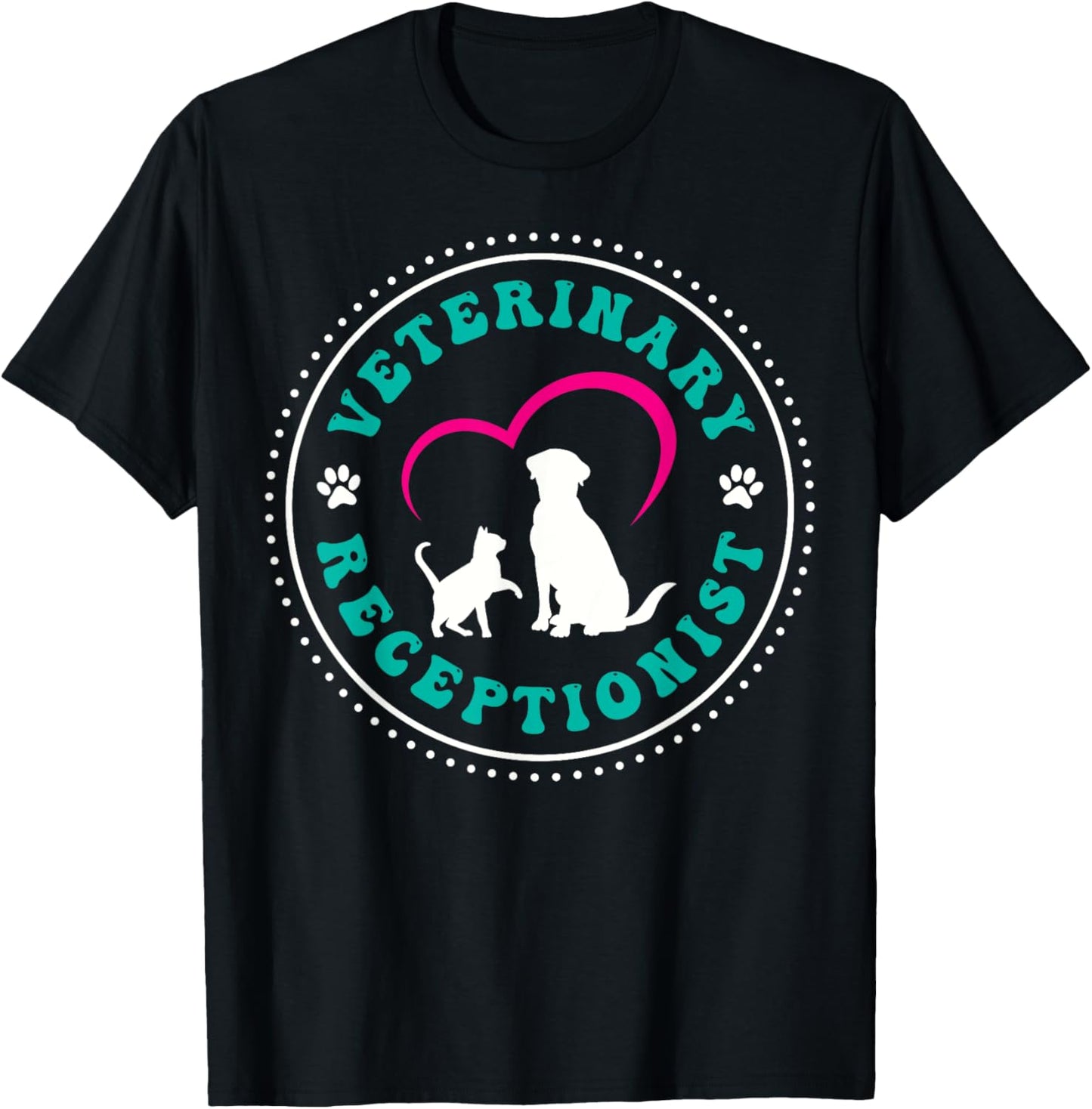 Veterinary Receptionist Vet Receptionist Heart T-Shirt - T-Shirt | Black