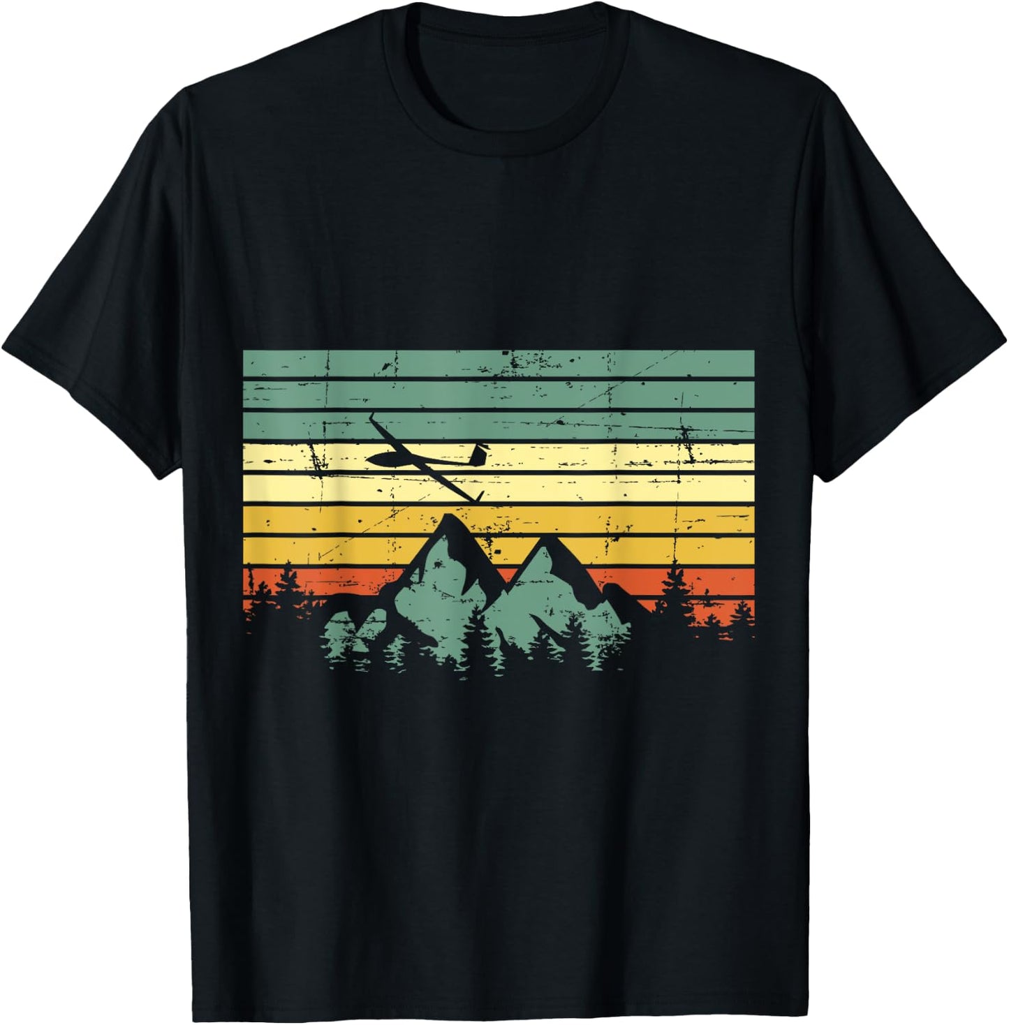 Vintage Gliding Airplane Aviation Mountain Glider Pilot Gift T-Shirt - T-Shirt | Black