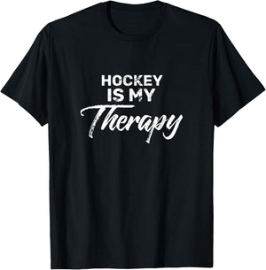 Hockey is My Therapy for Hockey Players T-Shirt - T-Shirt | Black