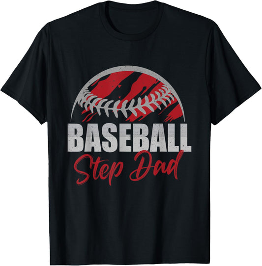 Baseball Step Dad Life Gifts For Father's Day Dad Grandpa T-Shirt - T-Shirt | Black