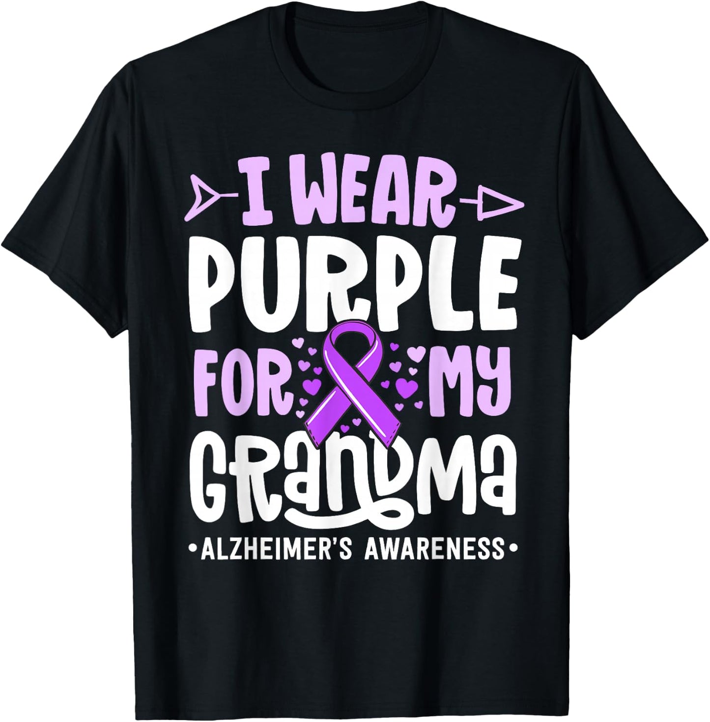 I Wear Purple For My Grandma Alzheimers Family Awareness T-Shirt - T-Shirt | Black