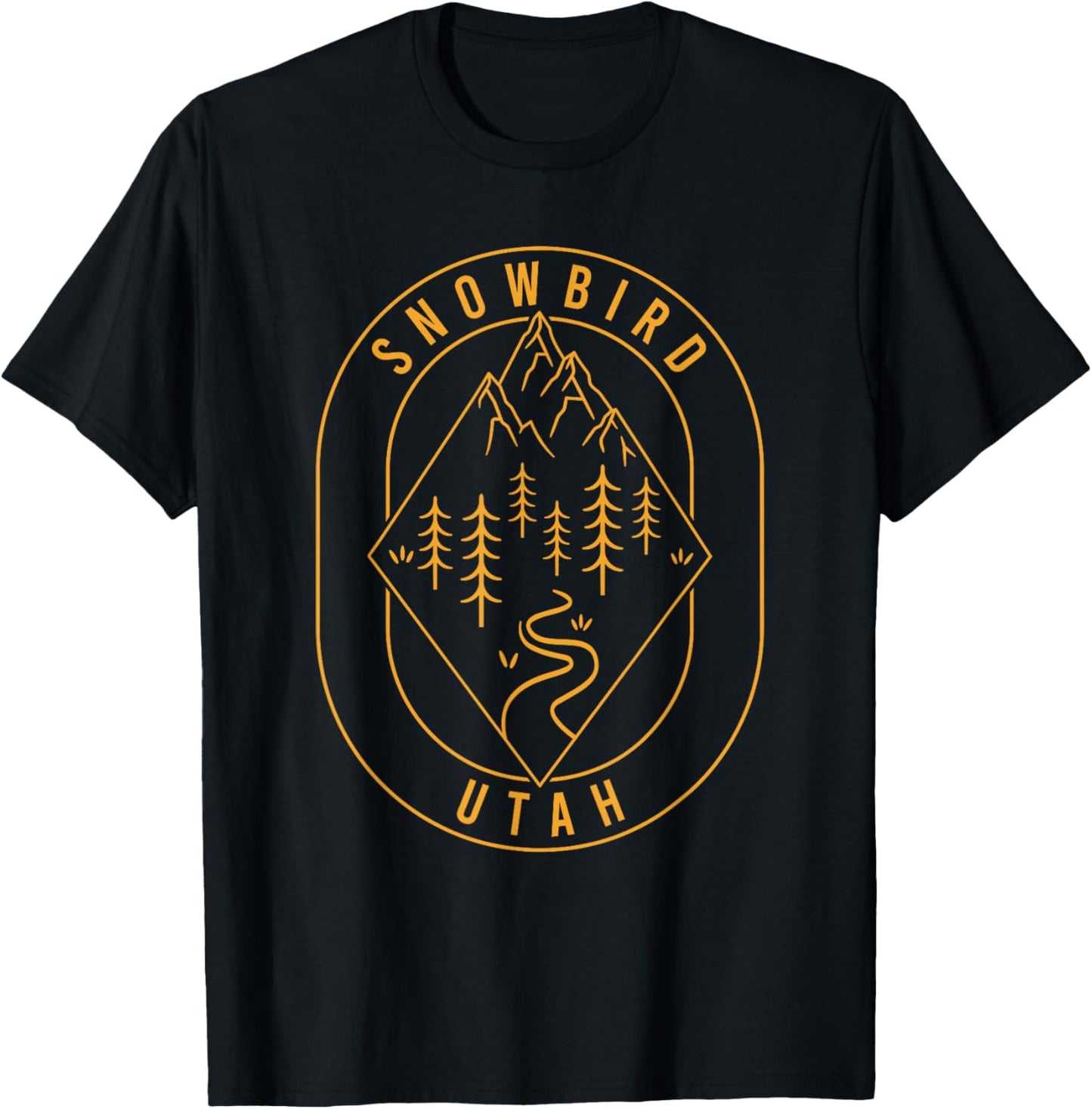 Snowbird Mountains Utah Hiking Outdoors Minimal T-Shirt - T-Shirt | Black