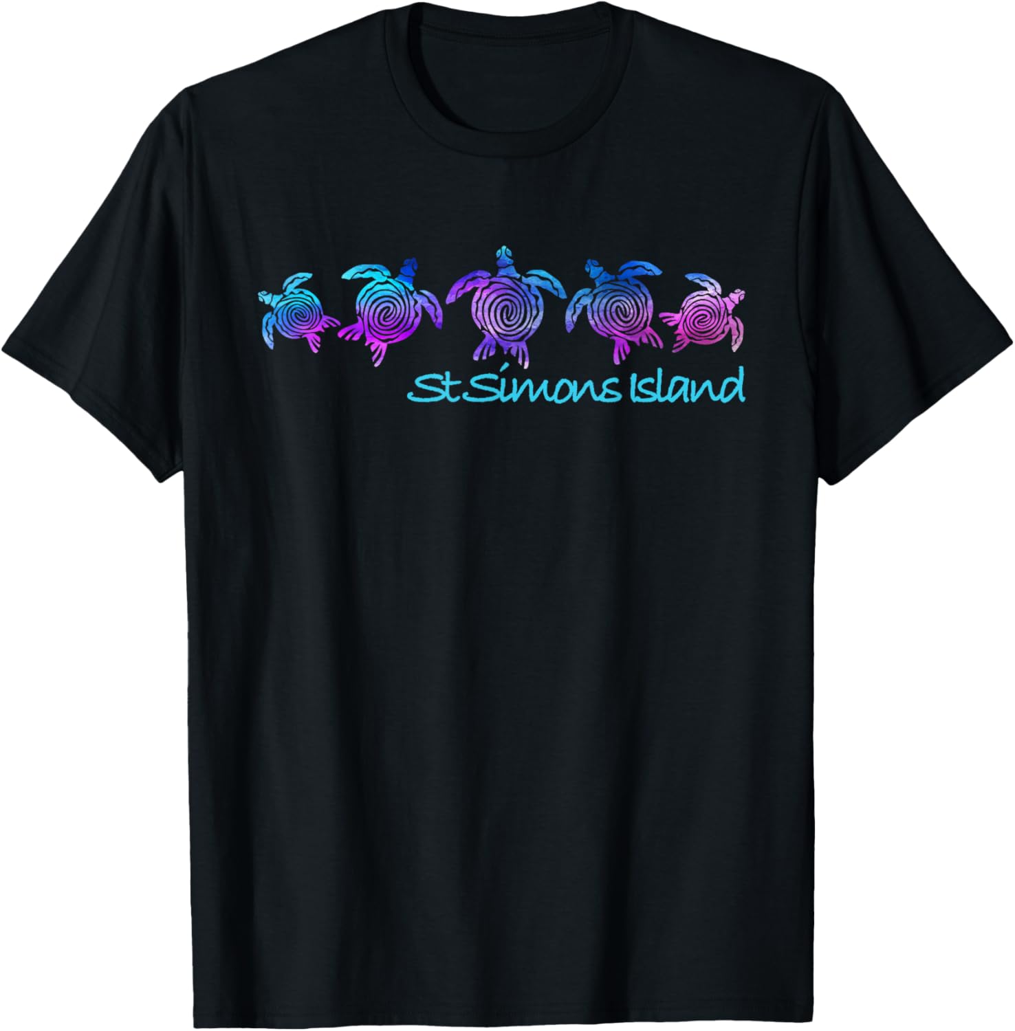St. Simons Island Beach Design / Tribal Turtle Gift T-Shirt - T-Shirt | Black