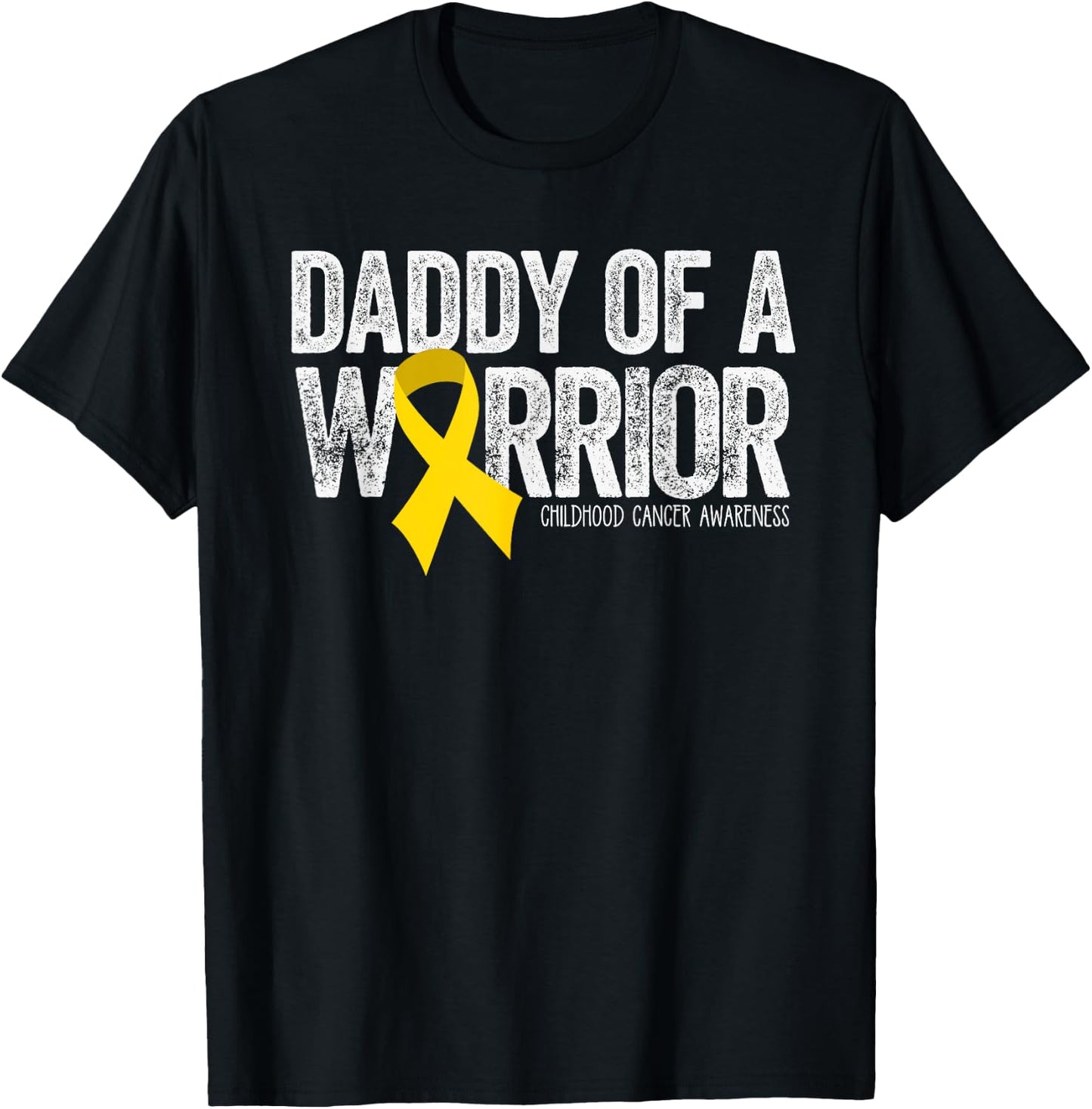 Daddy of a Warrior Childhood Cancer Dad Ribbon T-Shirt - T-Shirt | Black