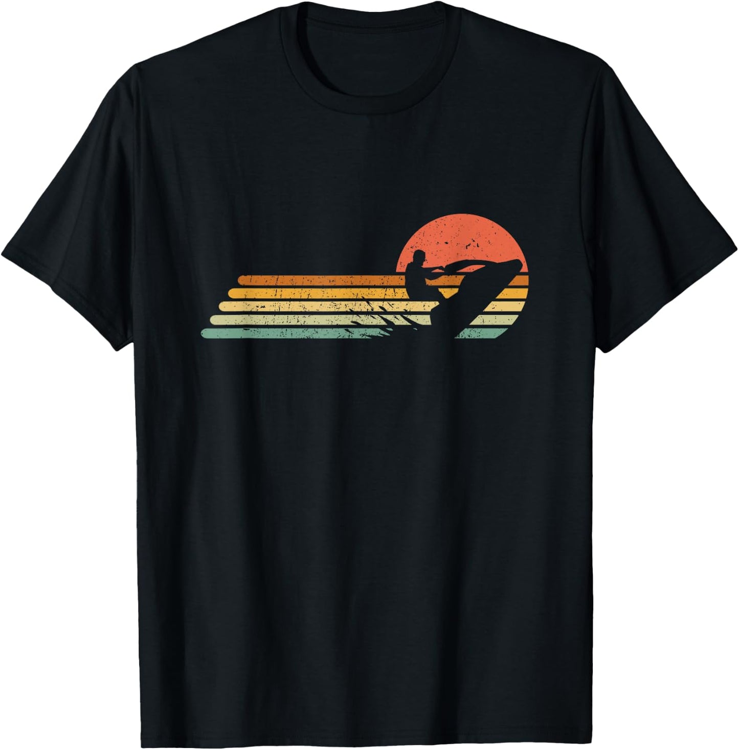Vintage Retro Jetski Rider Jetskiing Jetboat Rider T-Shirt - T-Shirt | Black