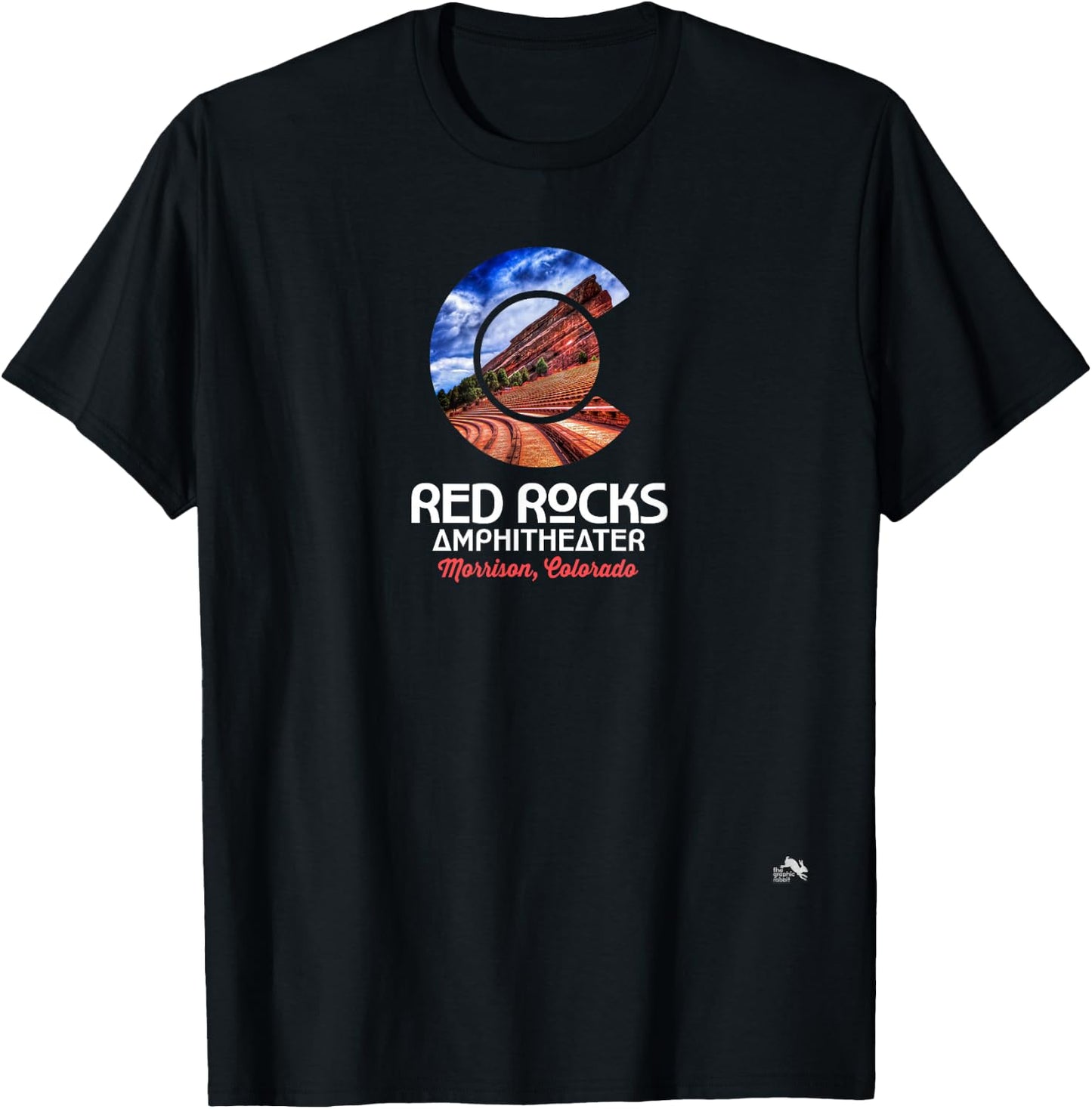 Red Rocks Amphitheater - Colorado State Flag - Morrison T-Shirt - T-Shirt | Black