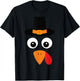 Thanksgiving Turkey Face Pilgrim Toddler Turkey Trot Costume T-Shirt - T-Shirt | Black