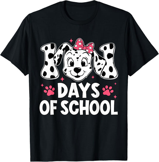 100 Days Of School Dalmatian Dog Boy Kid 100th Day Of School T-Shirt - T-Shirt | Black