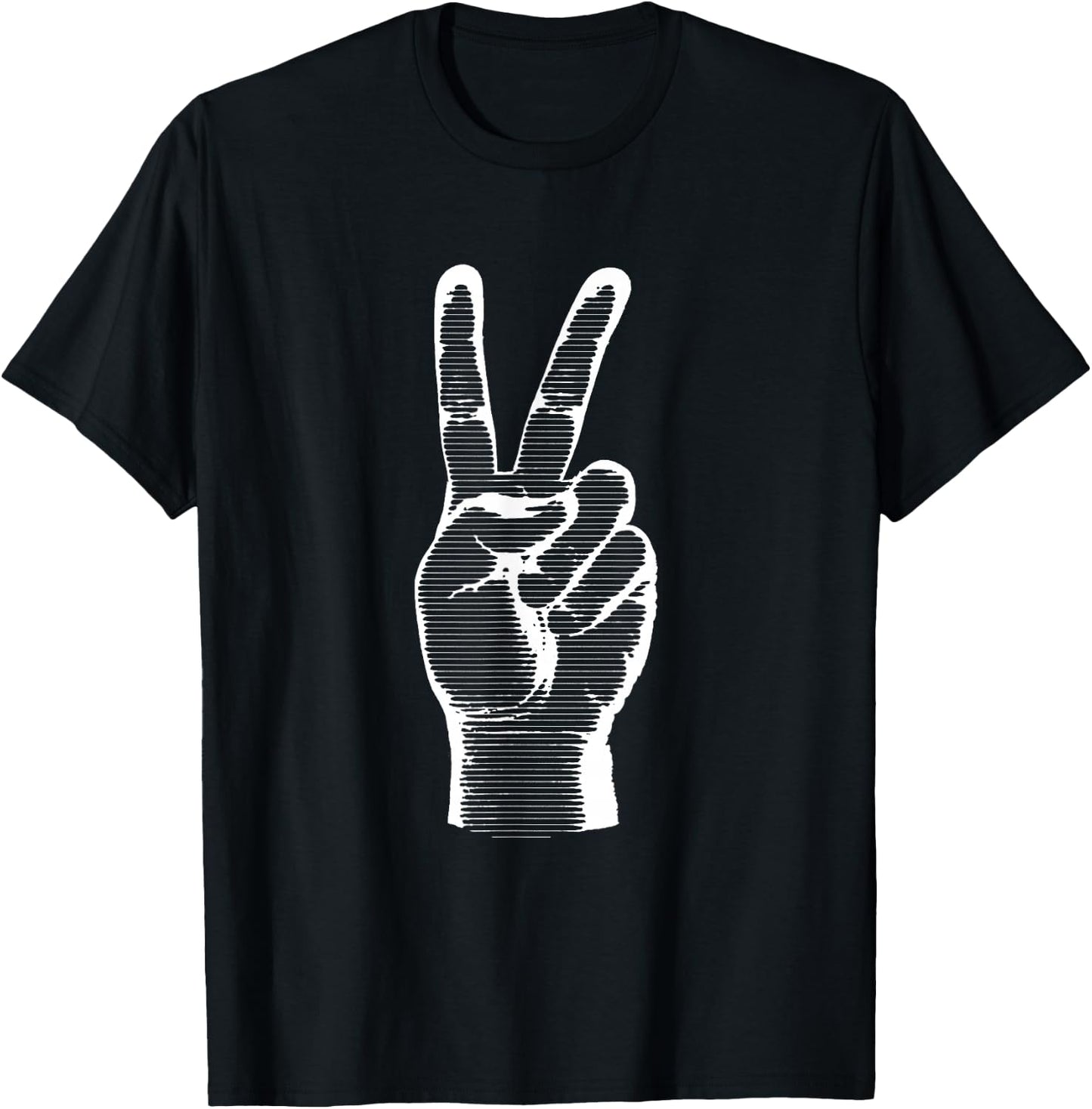 Hand Finger Sign Peace Awareness Symbol T-Shirt - T-Shirt | Black