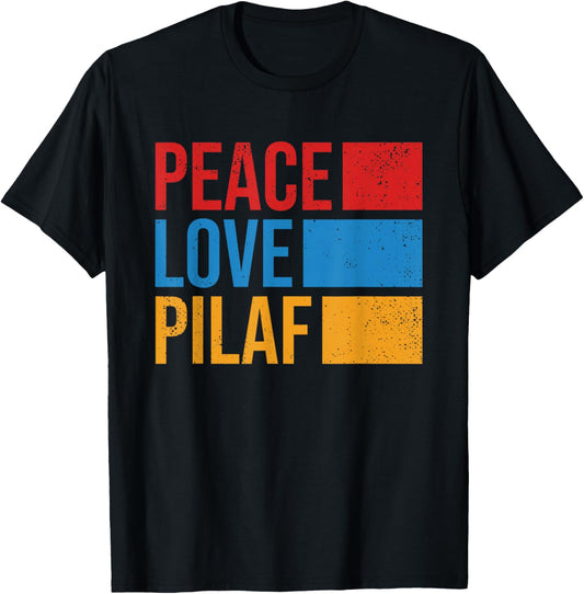 Peace Love Pilaf Armenian Flag Funny Retro Vintage Armenia T-Shirt - T-Shirt | Black