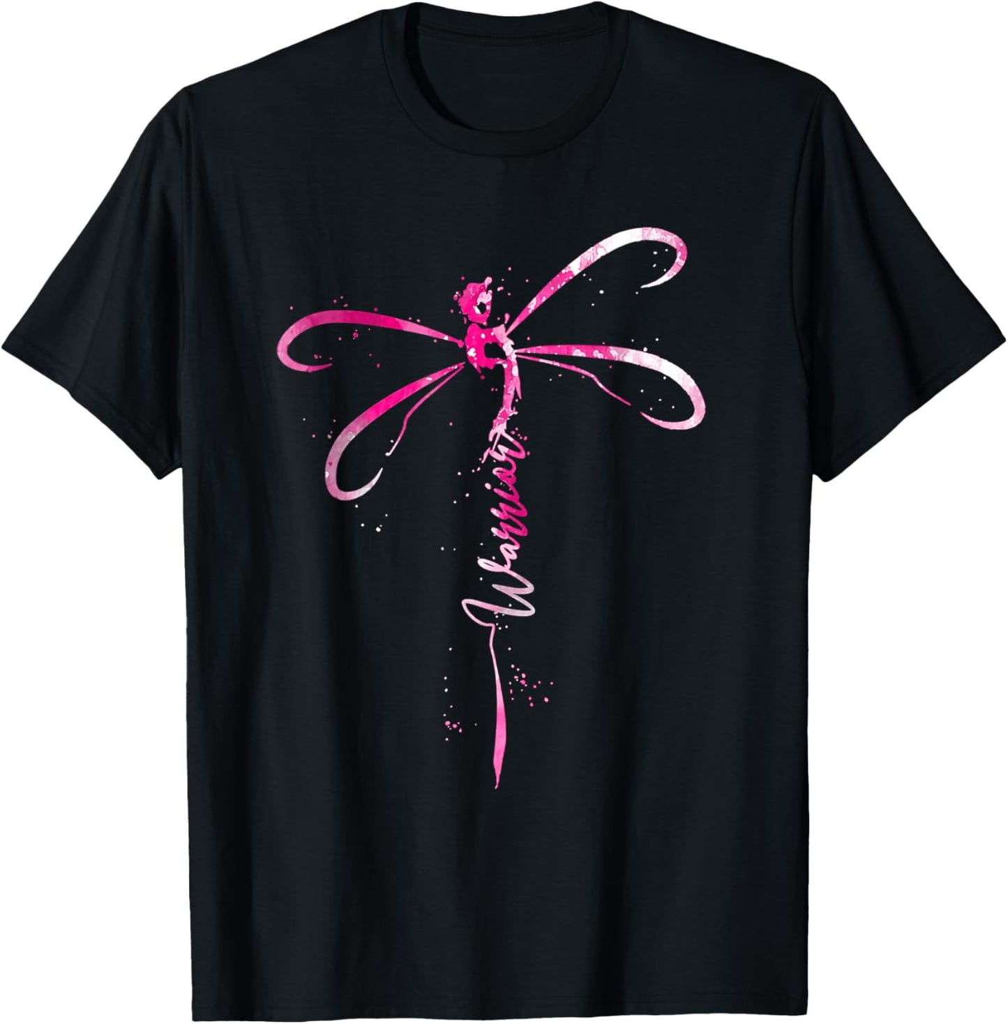 Breast Cancer Warrior Breast Cancer Awareness Dragonfly T-Shirt - T-Shirt | Black