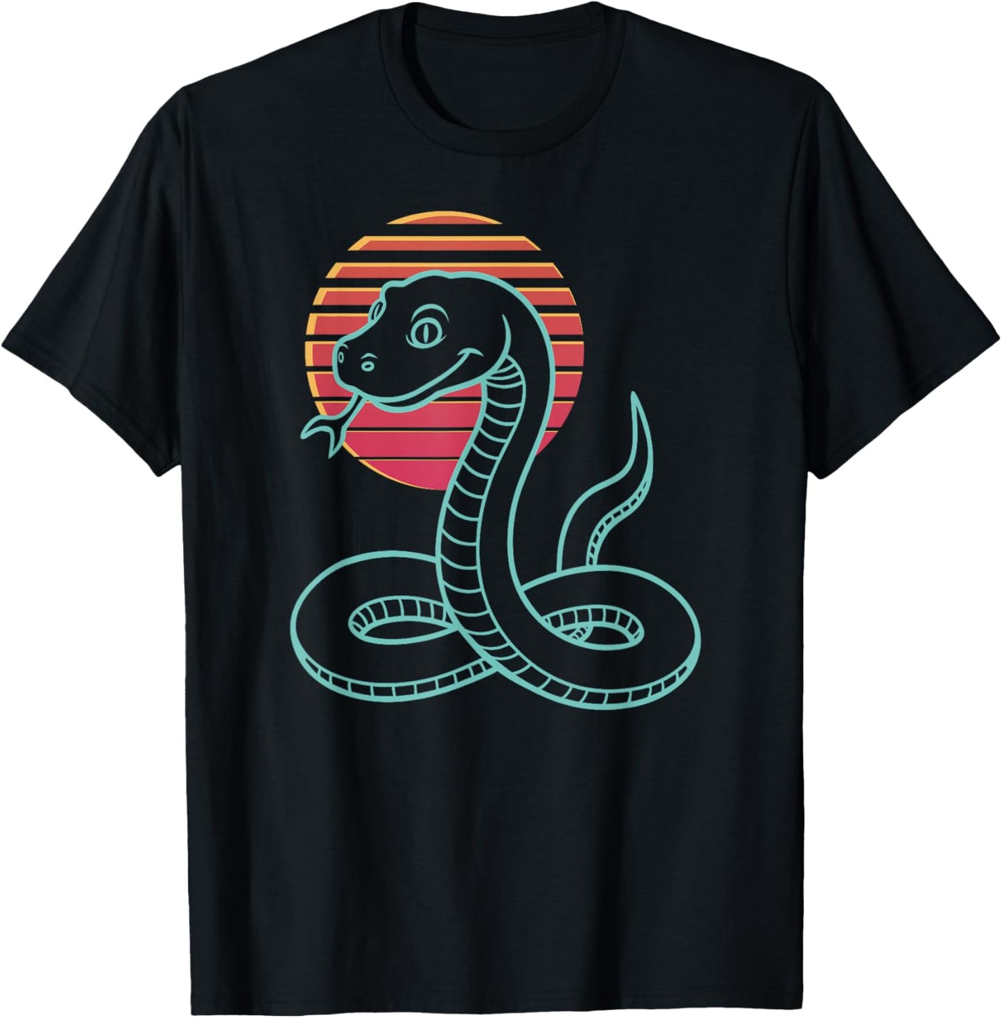 Snake Lover Serpent Reptile Retro Synthwave 80s T-Shirt - T-Shirt | Black
