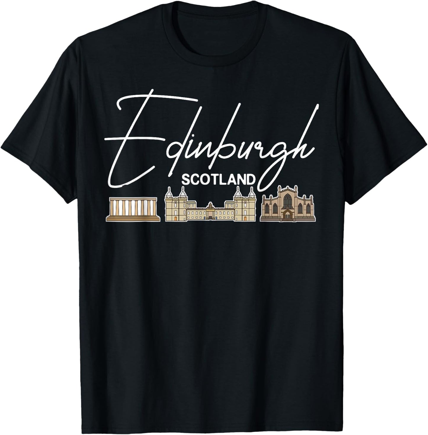 Edinburgh Scotland City Skyline Map Travel T-Shirt - T-Shirt | Black