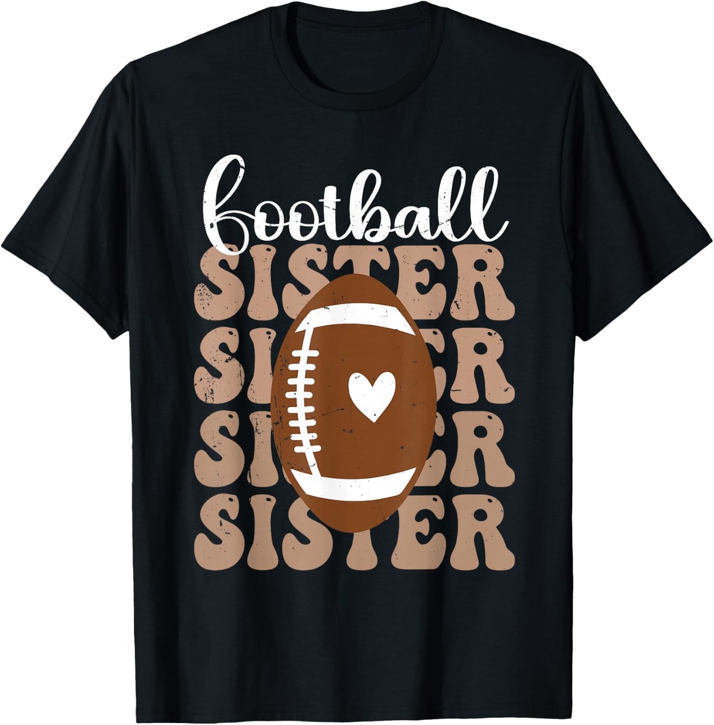 Football Sister Vintage Sport Lover Sister Mothers Day T-Shirt - T-Shirt | Black