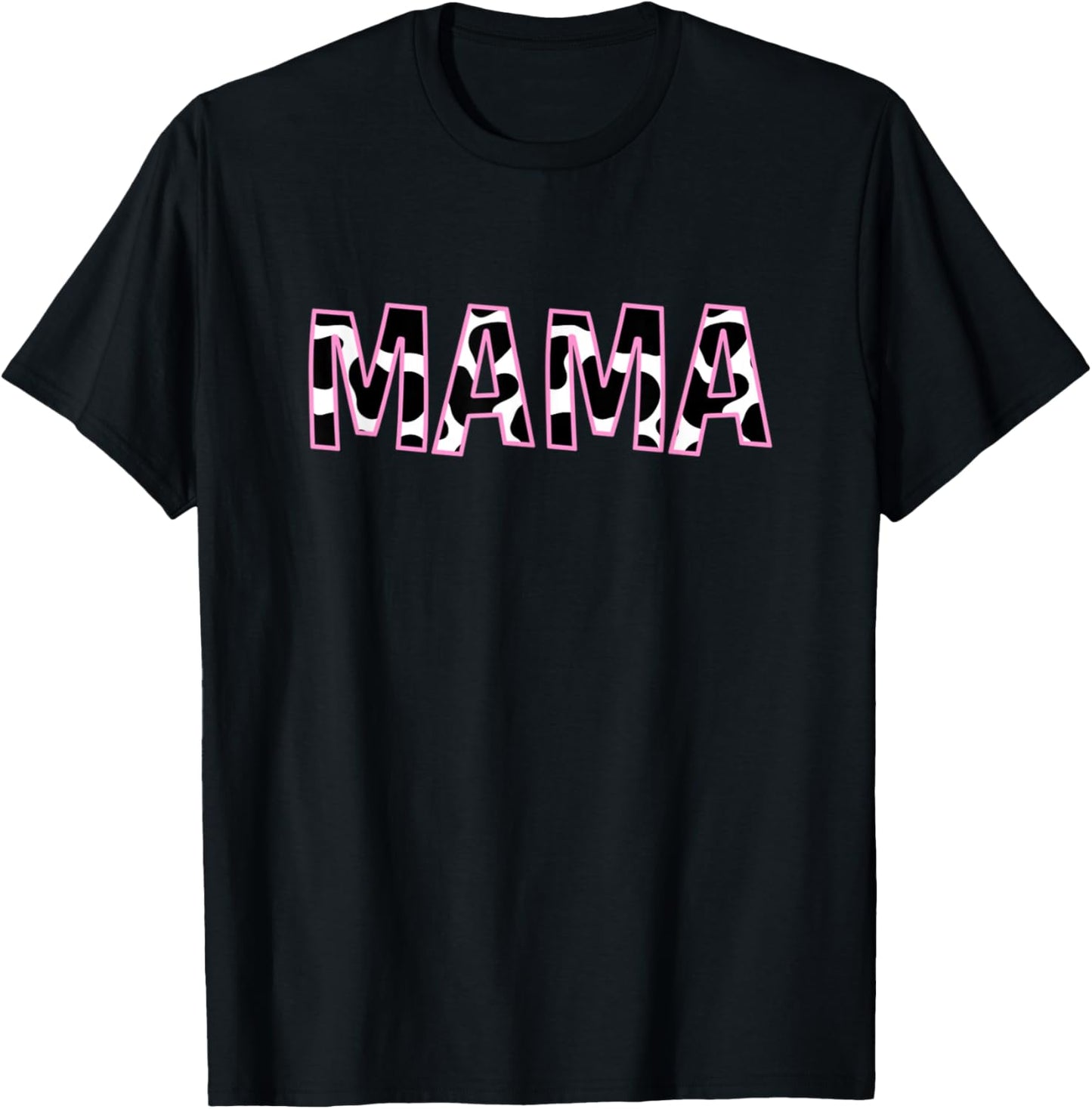 Mama Cow Print Cow Pattern Mother's Day Baby Girl Birthday T-Shirt - T-Shirt | Black