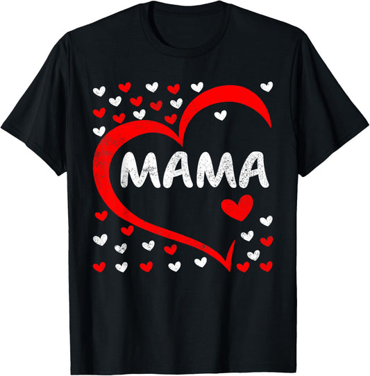 Mama Is My Valentine Love Hearts Boys Girls Valentines Day T-Shirt - T-Shirt | Black