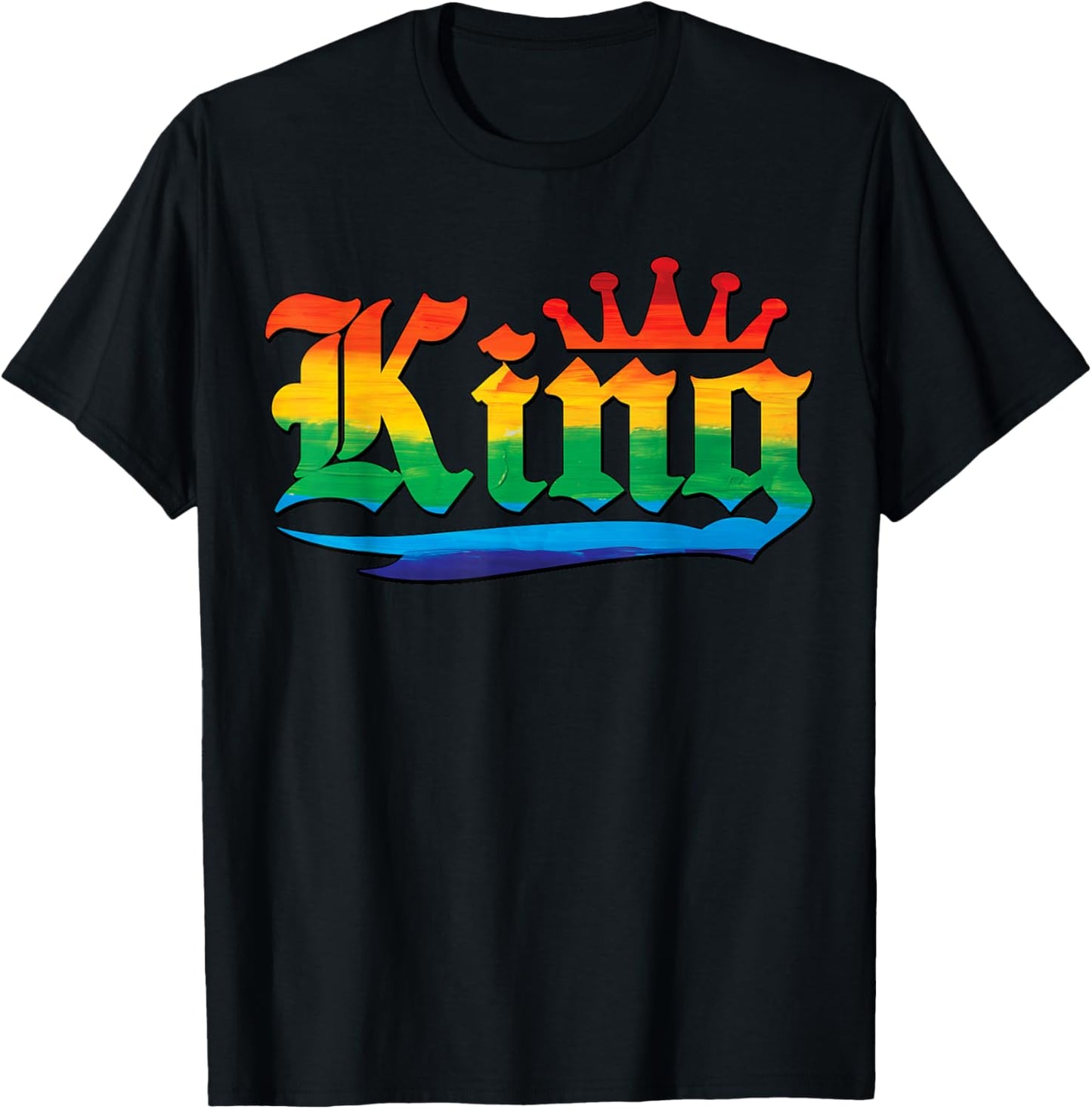 Drag King with Crown Rainbow Gay Pride T-Shirt - T-Shirt | Black