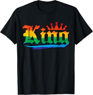 Drag King with Crown Rainbow Gay Pride T-Shirt - T-Shirt | Black