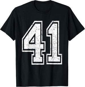 Number 41 Varsity Sports Team Jersey 41st Birthday T-Shirt - T-Shirt | Black