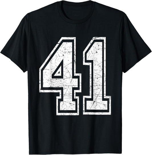 Number 41 Varsity Sports Team Jersey 41st Birthday T-Shirt - T-Shirt | Black