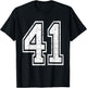 Number 41 Varsity Sports Team Jersey 41st Birthday T-Shirt - T-Shirt | Black