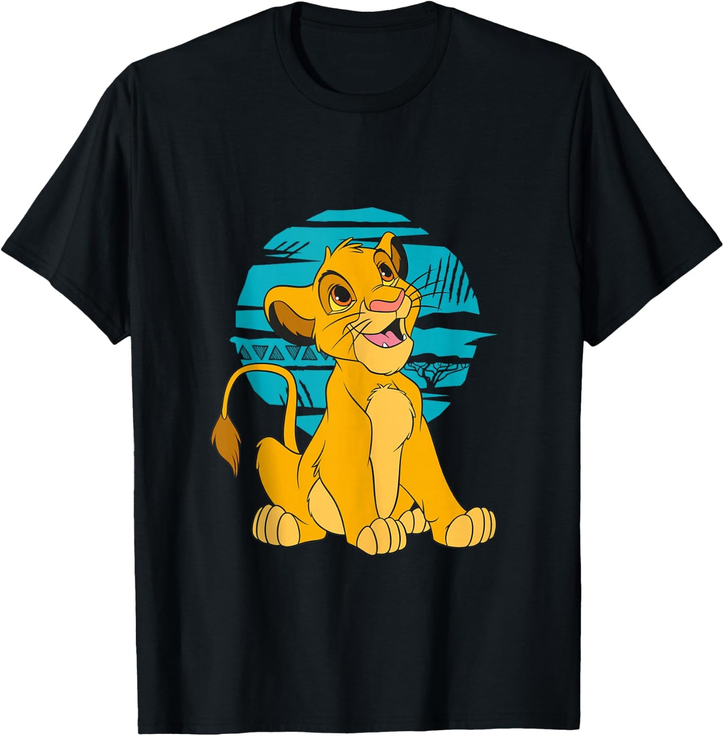 Disney The Lion King Young Simba Happy Blue Retro T-Shirt - T-Shirt | Black
