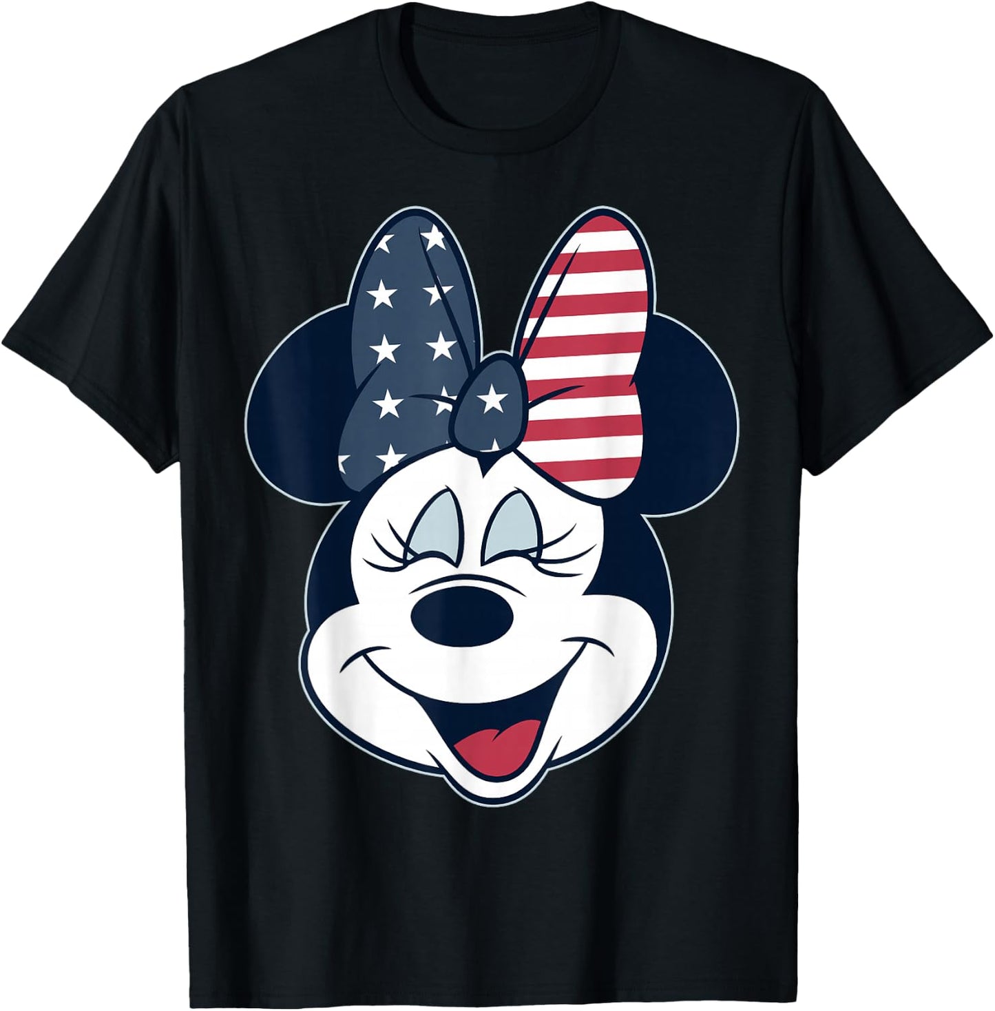 Disney Mickey And Friends Minnie American Flag Bow T-Shirt - T-Shirt | Black