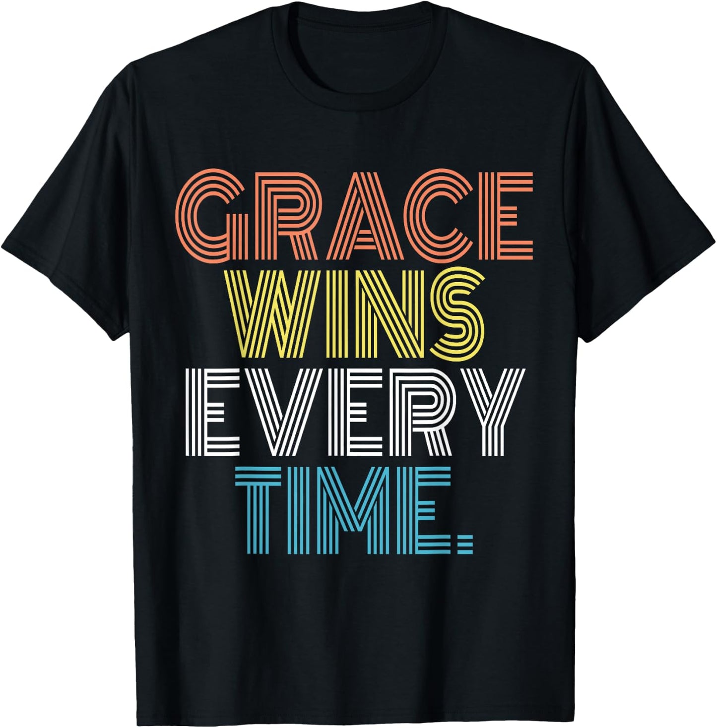 Grace Wins Every Time Retro Vintage T-Shirt - T-Shirt | Black