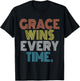 Grace Wins Every Time Retro Vintage T-Shirt - T-Shirt | Black