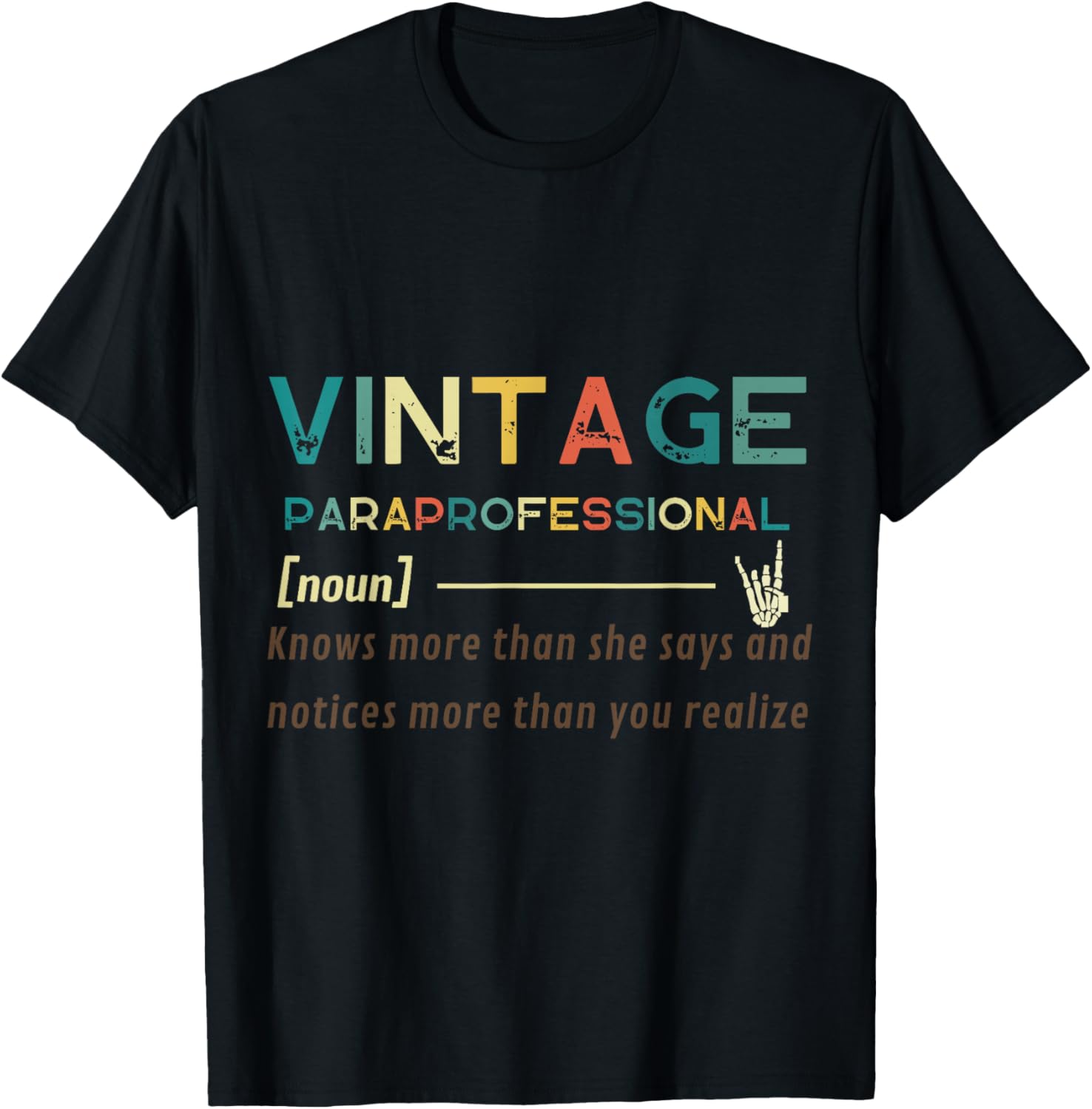 Vintage Paraprofessional (noun) Funny quote design T-Shirt - T-Shirt | Black