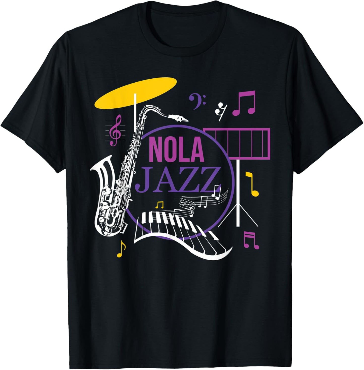 Vintage Jazz Music NOLA Jazz Festival Novelty Souvenir T-Shirt - T-Shirt | Black