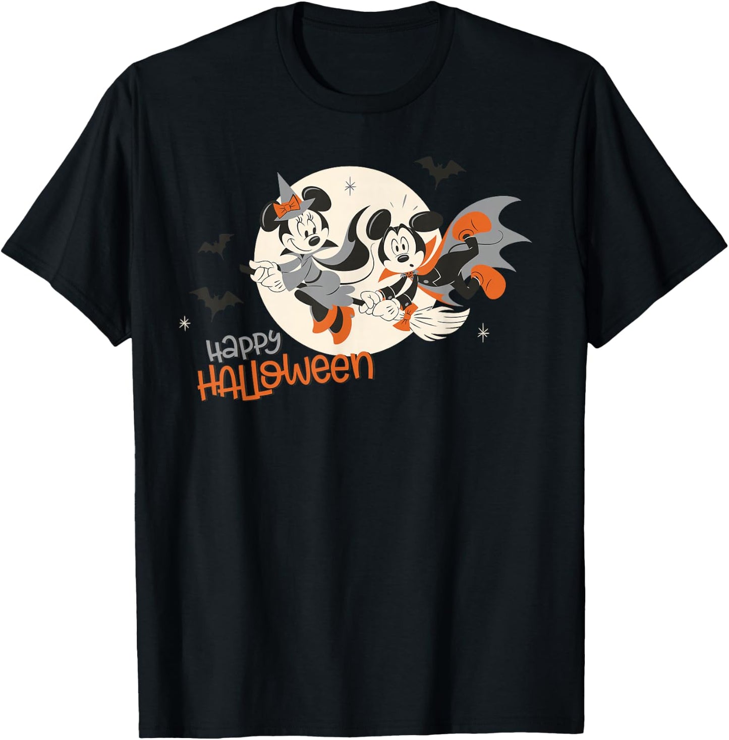 Disney Halloween Minnie and Minnie Flying T-Shirt - T-Shirt | Black