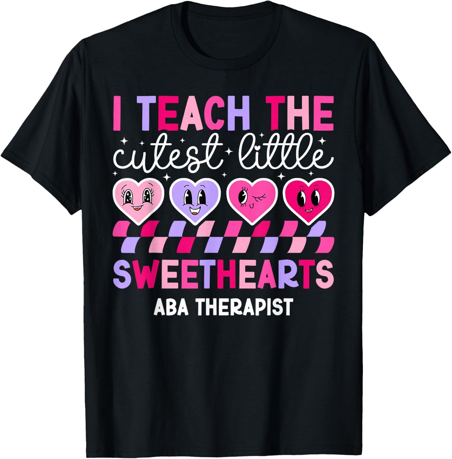 ABA Therapist Valentine ABA Therapy Valentines Day T-Shirt - T-Shirt | Black