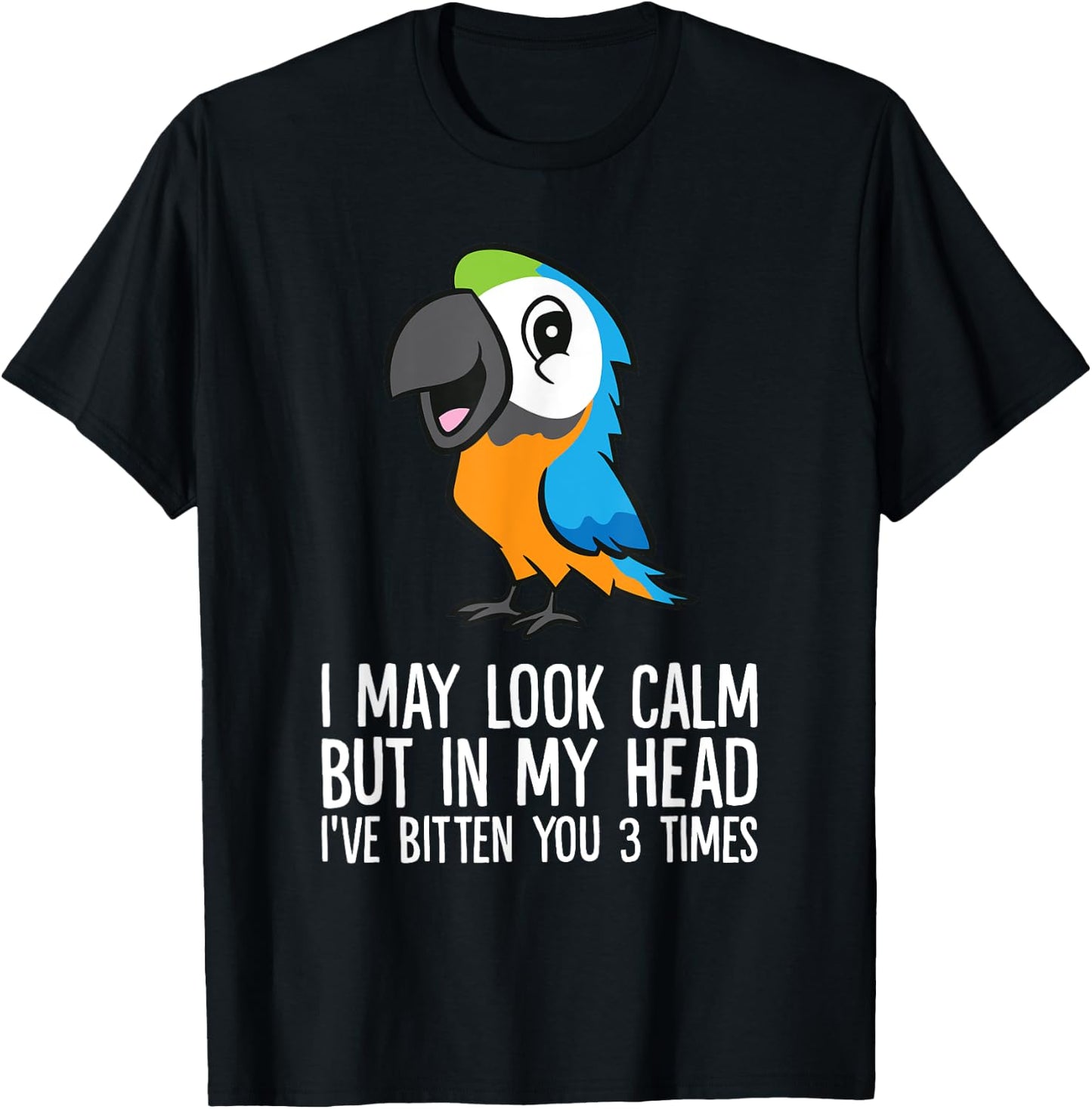 In My Head I've Bitten You 3 Times Blue And Yellow Macaw T-Shirt - T-Shirt | Black