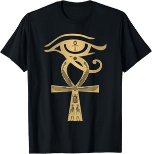 Ancient Egypt Egyptian God Horus Kemetic Heru ANKH T-Shirt - T-Shirt | Black