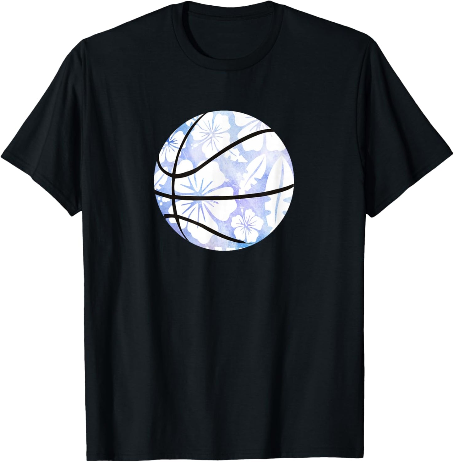 Hawaiian Hibiscus Basketball Hawaii Lover Beach Aloha Player T-Shirt - T-Shirt | Black
