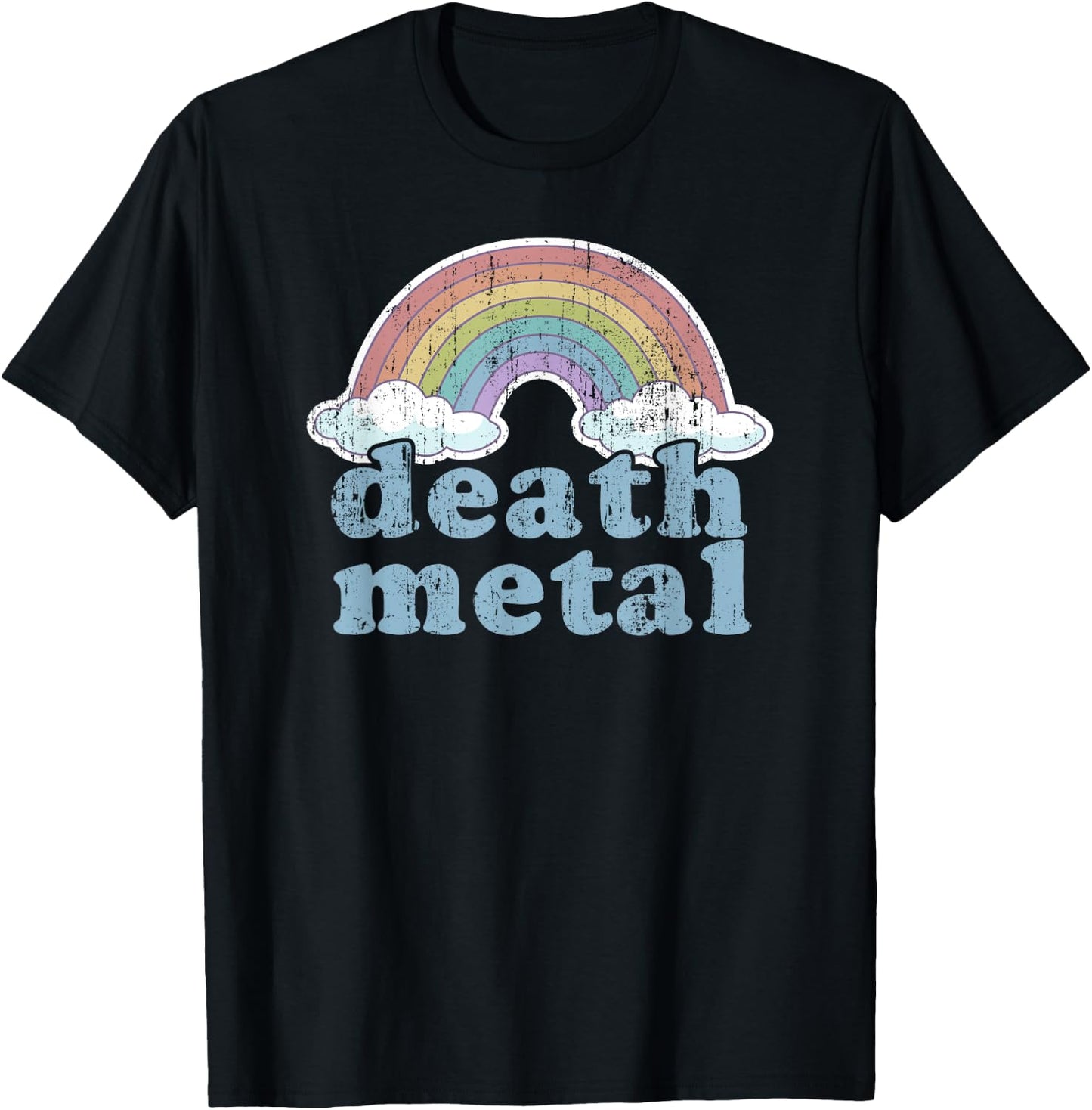 DEATH METAL Rainbow Funny Retro Vintage Rock Music Metalhead T-Shirt - T-Shirt | Black
