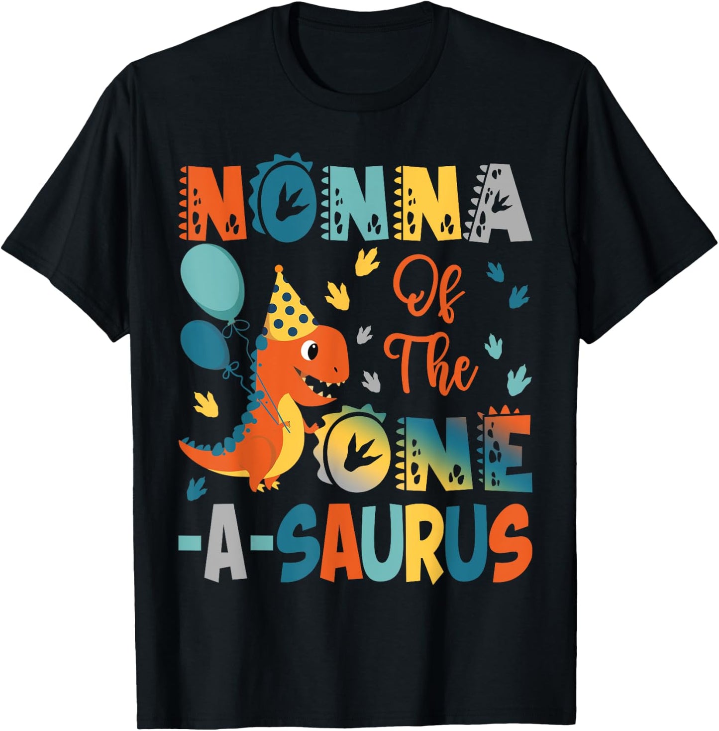Nonna Of The One-A-Saurus 2Nd Birthday Dinosaur Party T-Shirt - T-Shirt | Black