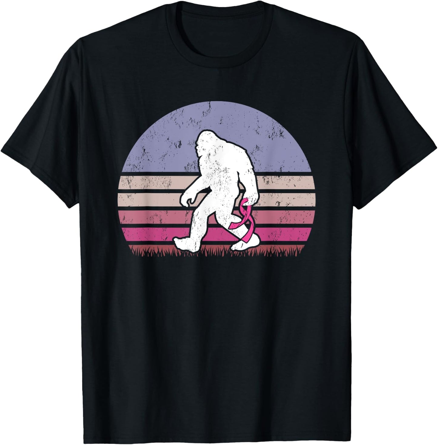 Vintage Bigfoot Breast Cancer Awareness T-Shirt - T-Shirt | Black