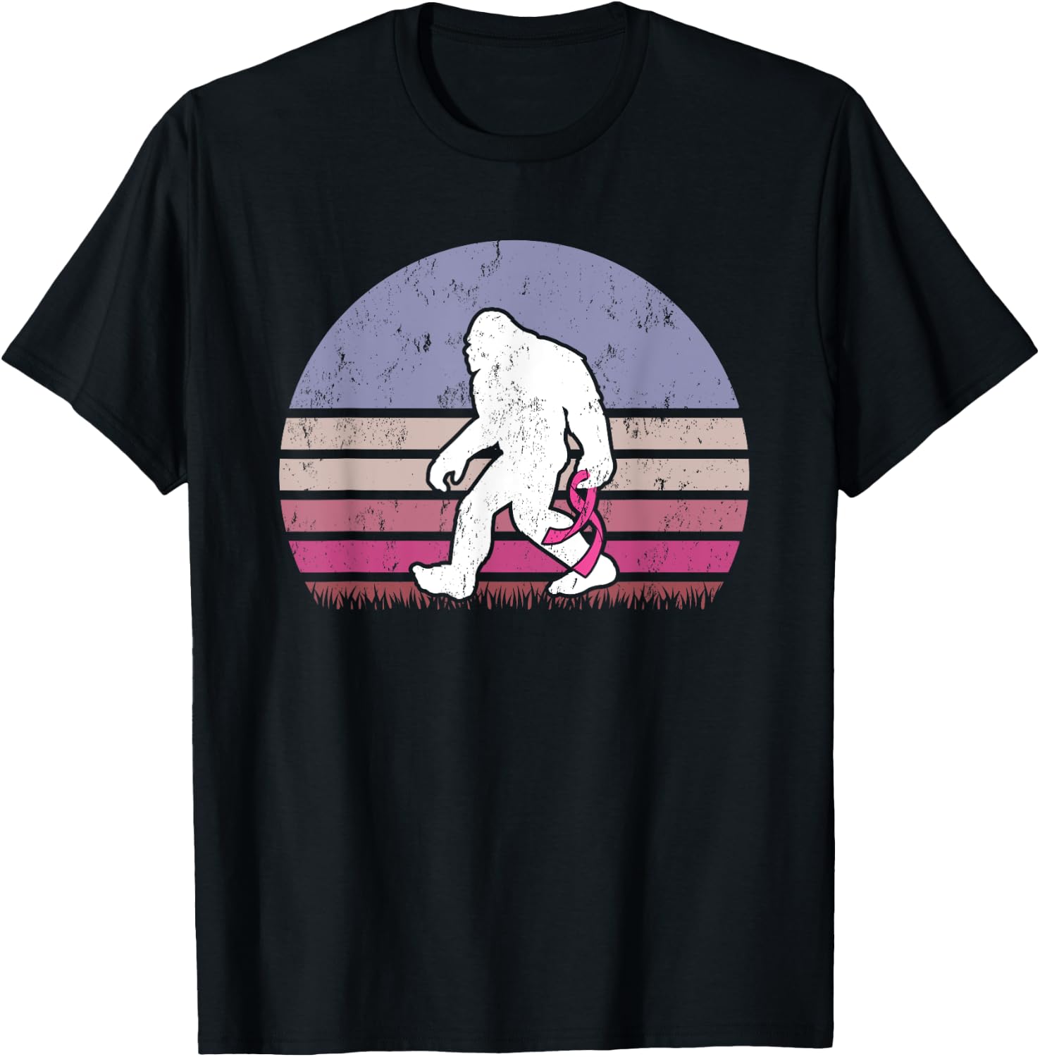 Vintage Bigfoot Breast Cancer Awareness T-Shirt - T-Shirt | Black
