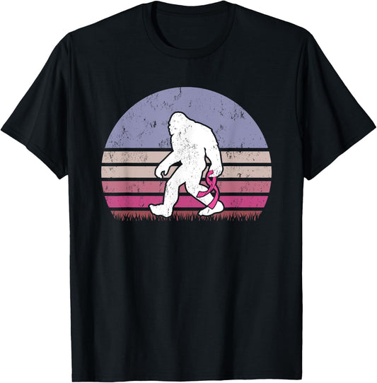 Vintage Bigfoot Breast Cancer Awareness T-Shirt - T-Shirt | Black