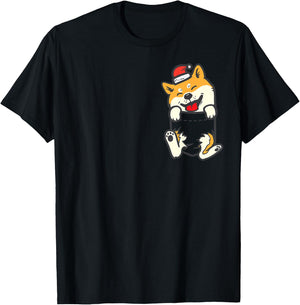 Pocket Santa Shiba Inu Akita Feet Christmas Dog Lover PJ T-Shirt - T-Shirt | Black