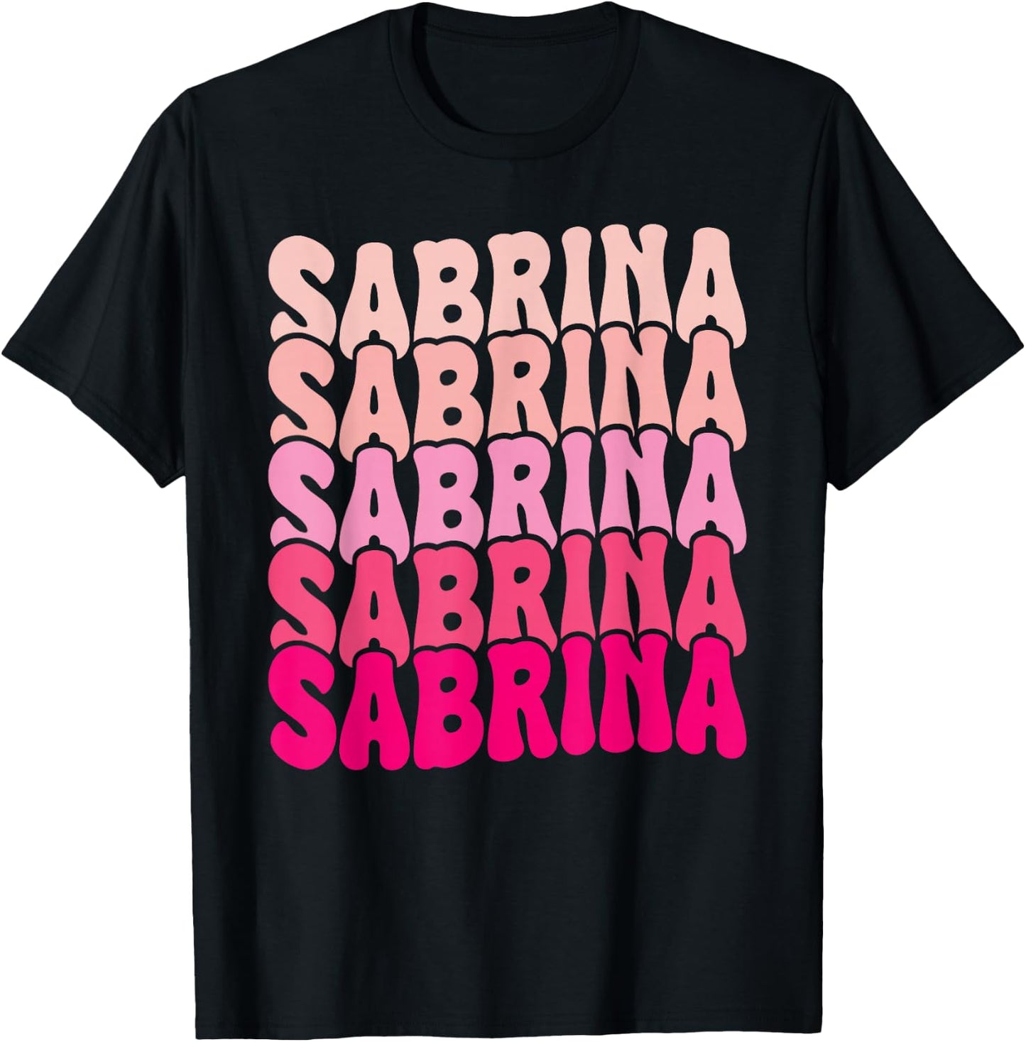 Personalized Name Sabrina I Love Sabrina Groovy 80's T-Shirt - T-Shirt | Black