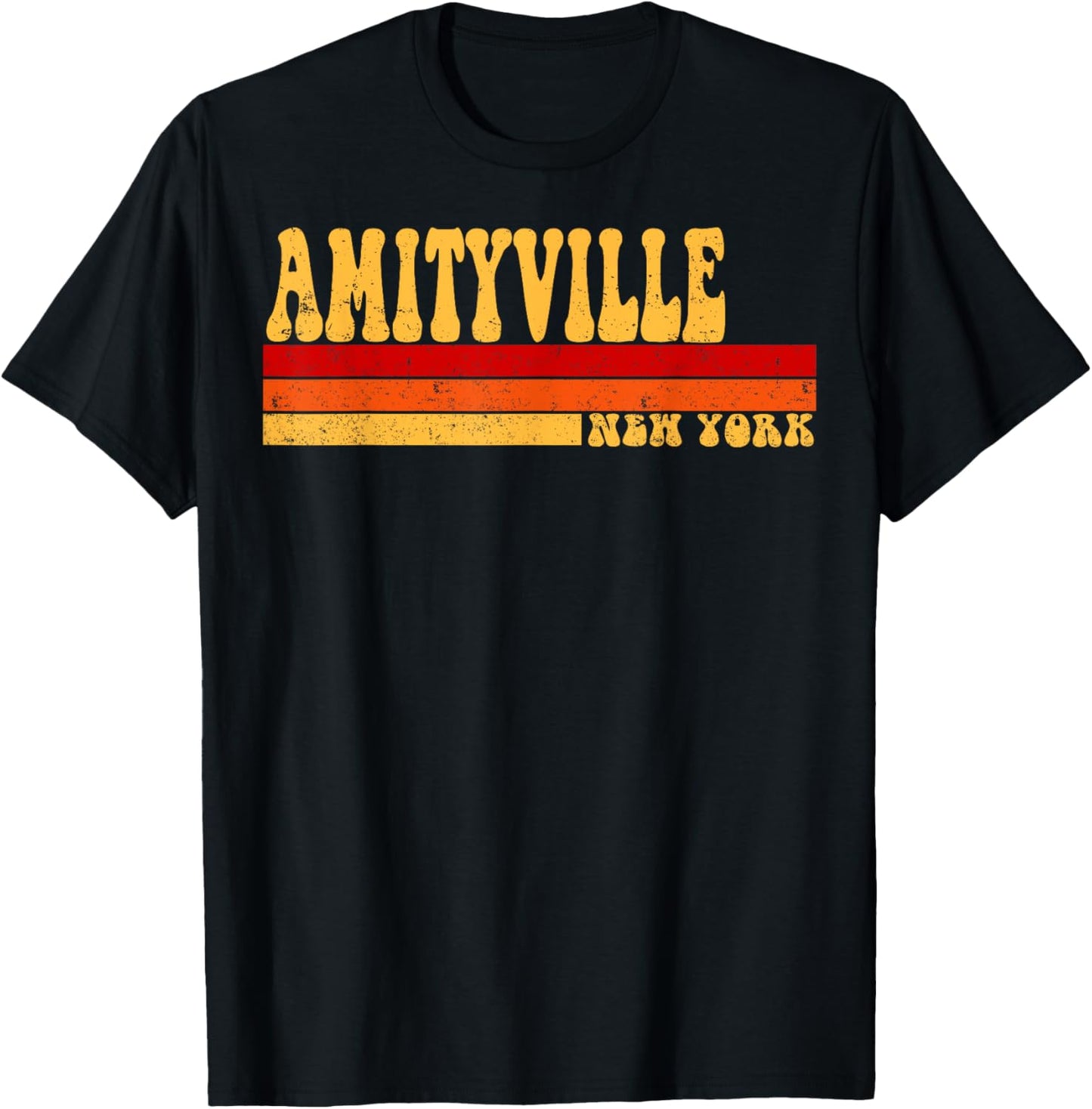 AMITYVILLE New York City Vintage Roots Retro Design 70s 80s T-Shirt - T-Shirt | Black