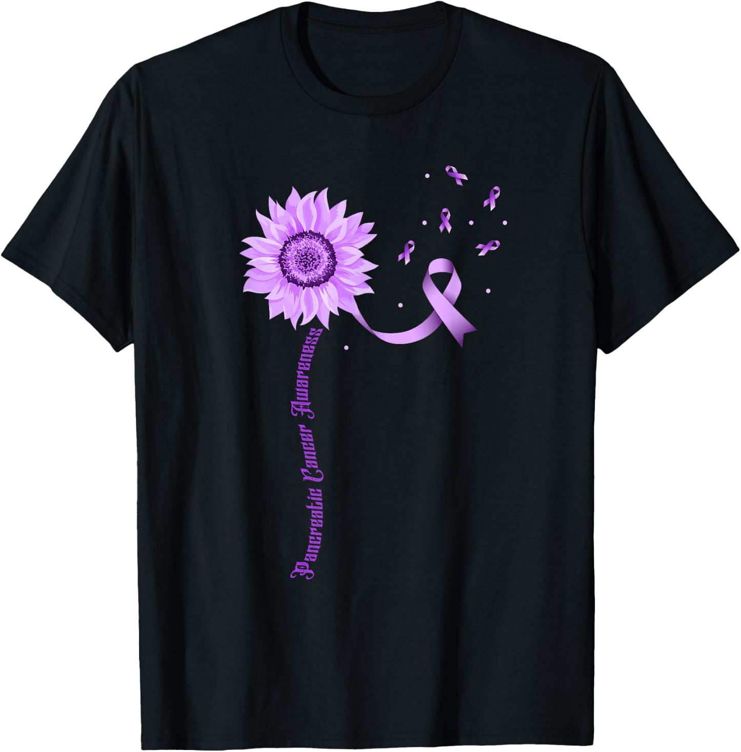 Purple Ribbon Pancreatic Cancer Awareness T-Shirt - T-Shirt | Black