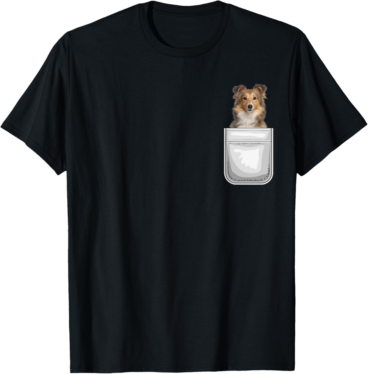 Sheltie Shetland Sheepdog Puppy Dog in Your Pocket T-Shirt - T-Shirt | Black