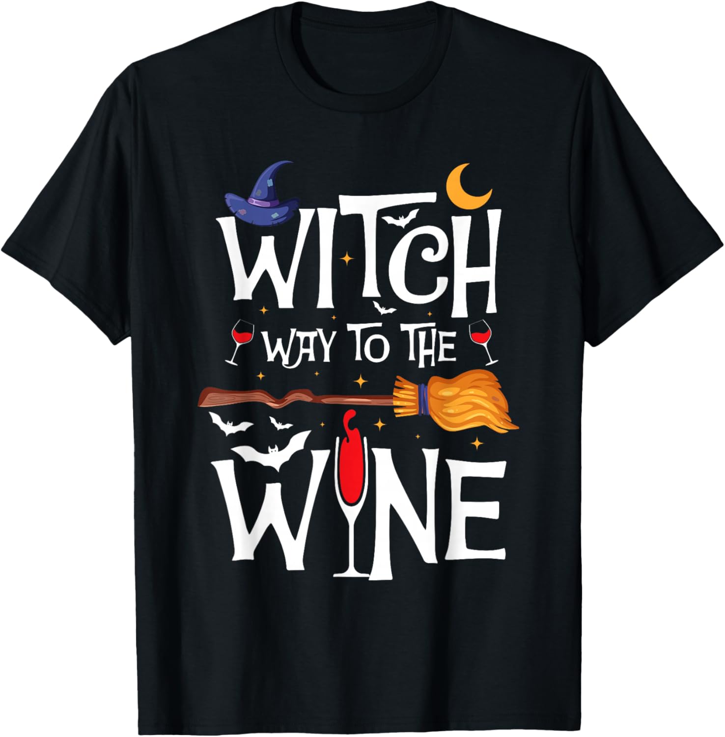 Witch Way To The Wine Halloween Party Costume T-Shirt - T-Shirt | Black